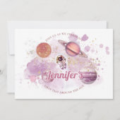 Buitenruimtetuisjes Meisroze eerste verjaardag Kaart (Achterkant)