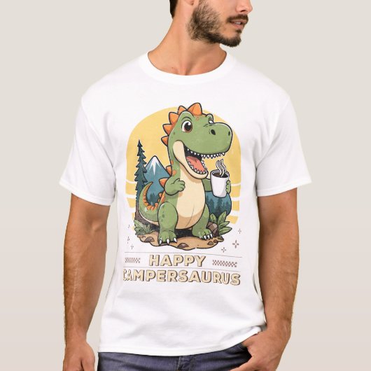 Buitenshuis Dinosaurus Camper Saurus Grappige Camp T-shirt (Voorkant)