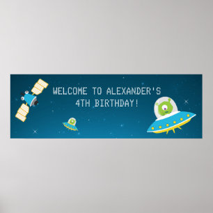 Buitenspatie Alien Boy Birthday Party Banner Poster