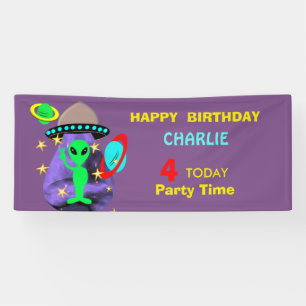 Buitenspatie Alien leuk Kinder feest Spandoek