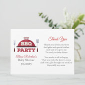 Buitenste BBQ-Baby shower - Hartelijk dank Kaart (Staand voorkant)