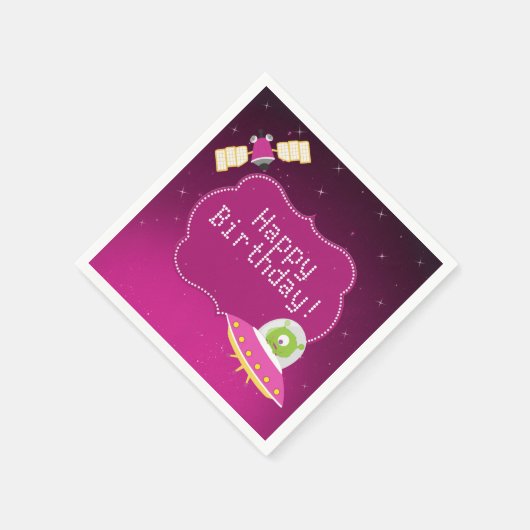 Buitenste Ruimte Alien Girl Verjaardag Papier Serv Servetten (Hoek)