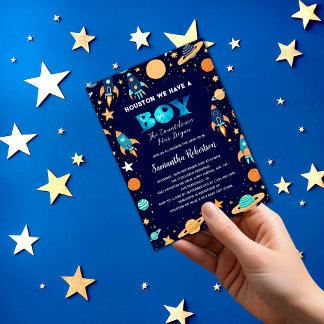 Buitenste Ruimteraketten Planeten Navy Blue Baby s Kaart