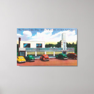 Buitenste Uitzicht van de koffiewinkel van de towe Canvas Afdruk