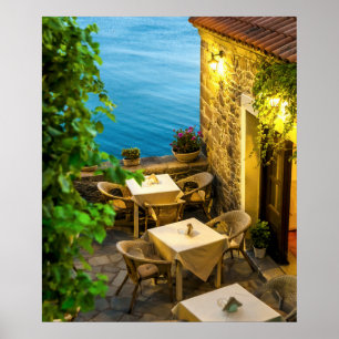 Buitentafels op het beveiligingssysteem poster