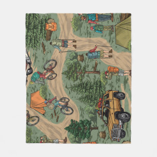 buitentoneel: wandelaars, fietsen fleece deken