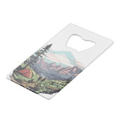 Buitenuniek, retro/ grafisch kredietkaart flessenopener (Voorkant Gekanteld)