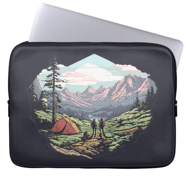 Buitenuniek, retro/ grafisch laptop sleeve (Voorkant)