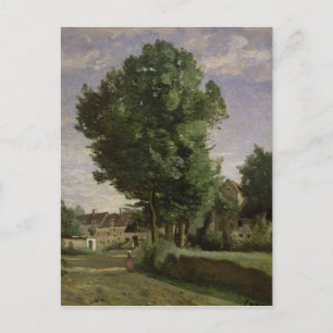 Buitenwijken van een dorp bij Beauvais, c.1850 Briefkaart