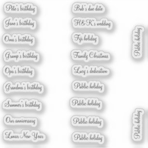 BuJo aangepaste event stickers - klein - transpara