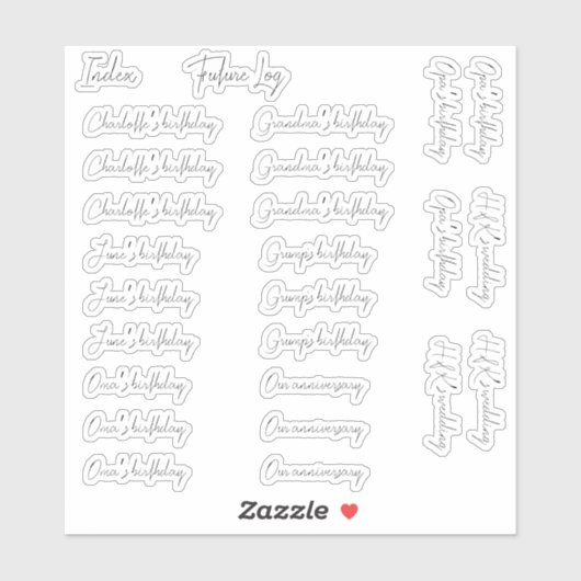 BuJo aangepaste event stickers - Med - transparant (Vel)