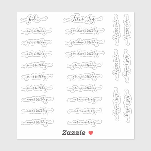 BuJo aangepaste event stickers - Med - transparant (Vel)