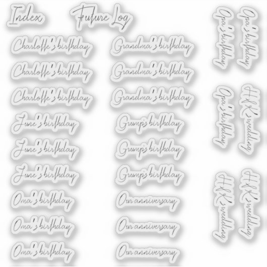 BuJo autocollants d'évènements personnalisés - Med (Devant)