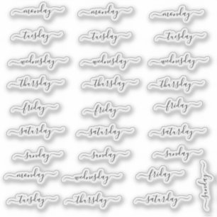 BuJo autocollants jour - 4 semaines - transparent.