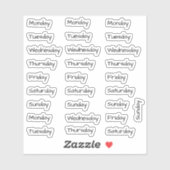 BuJo dag stickers klein - 4 weken - transparant (Vel)