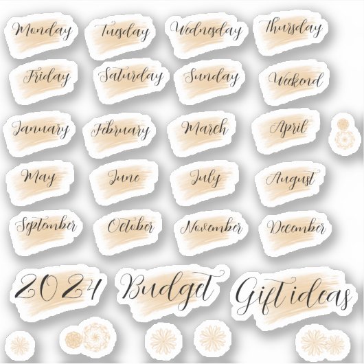 Bujo planner jours & mois stickers orange (Devant)