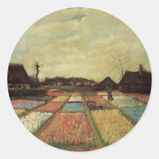 Bulb Fields van Vincent van Gogh. Ronde Sticker (Voorkant)