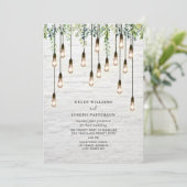  Bulbs Greenery White Brick Wedding Kaart (Staand voorkant)
