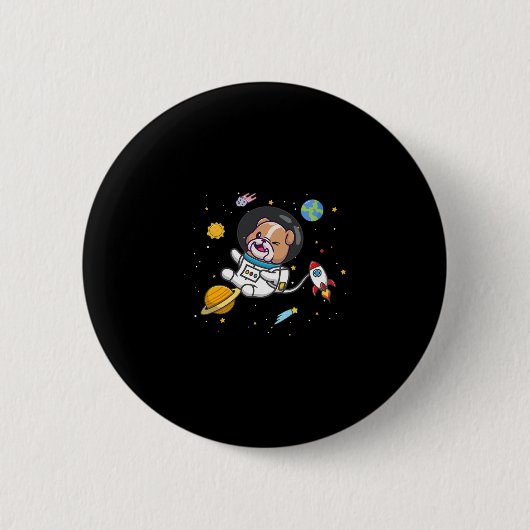 buldog-astronaut ronde button 5,7 cm (Voorkant)