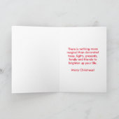 Buldog Joyeux Arbre de Noël Cloches rouges Carte d (Intérieur)