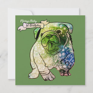 Buldog Puppy Verjaardag Uitnodiging Franse Bulldog