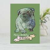 Buldog Puppy Verjaardag Uitnodiging Franse Bulldog (Staand voorkant)