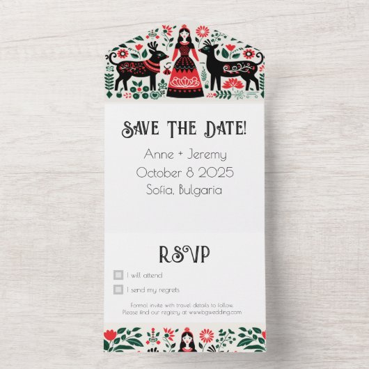 Bulgaarse bruiloft uitnodiging RSVP (Binnen)