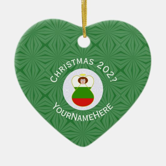 Bulgaarse engelse kerstnaam Jaar hart Keramisch Ornament (Voorkant)