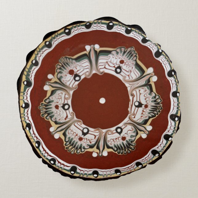 Bulgaarse keramische Bord Rond Kussen (Achterkant)