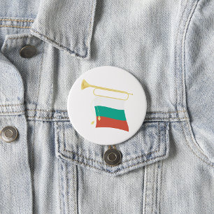 Bulgaarse vlag en bugel ronde button 7,6 cm