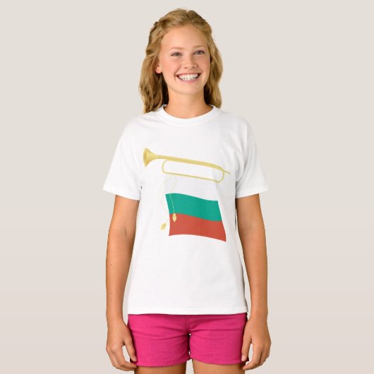 Bulgaarse vlag en bugel t-shirt (Voorkant volledig)