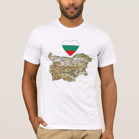 Bulgaarse vlag — Hart en kaart T-Shirt (Voorkant)