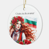 Bulgaarse Vlag Traditie Folklore Vrouw Rode Rozen Keramisch Ornament (Links)
