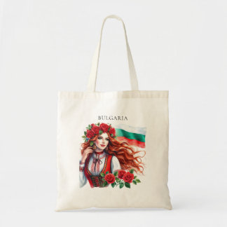 Bulgaarse Vlag Traditie Folklore Vrouw Rode Rozen Tote Bag