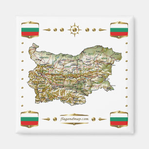 Bulgaria Map + Flags Magnet Magneet