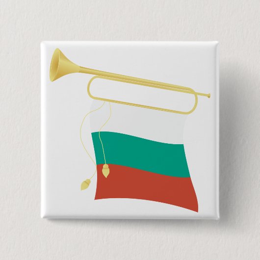 Bulgarian Flag and Bugle Vierkante Button 5,1 Cm (Voorkant)