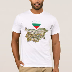Bulgarie Coeur du drapeau et carte T-shirt