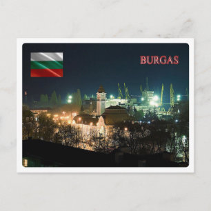 Bulgarije - Burgas bij nacht - Briefkaart