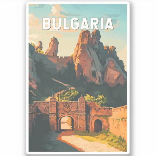 Bulgarije Illustratie Reizen Art Vintage Sticker (Voorkant)