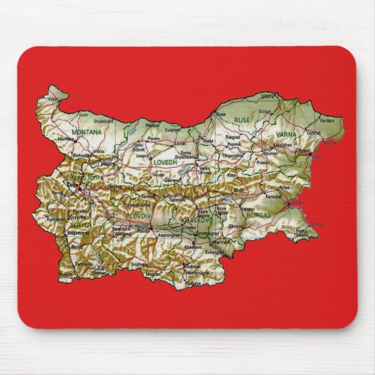 Bulgarije Map Mousepad Muismat (Voorkant)
