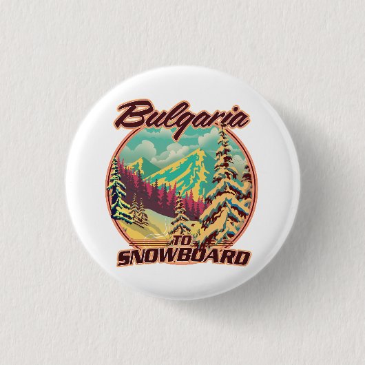 Bulgarije naar Snowboard Ronde Button 3,2 Cm (Voorkant)