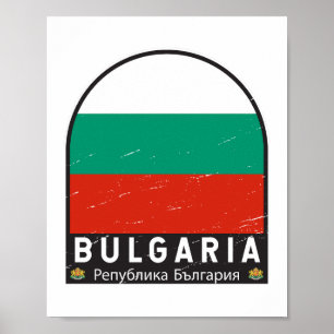 Bulgarije Vlaggenembleem noodlijdende Vintage Poster