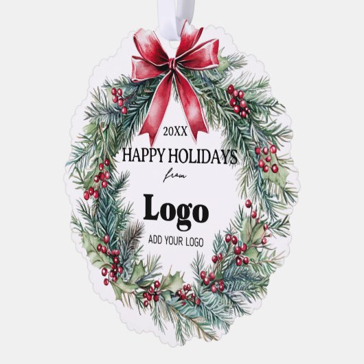 Bulk Budget Happy Holidays Business Logo Employee Ornament Kaart (Links)