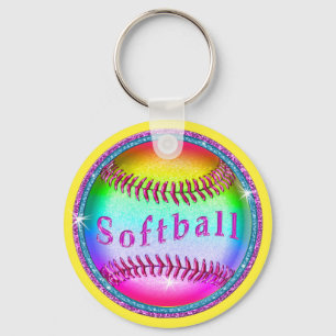 BULK Cute Rainbow Softball Sleutelhangers CHEAP