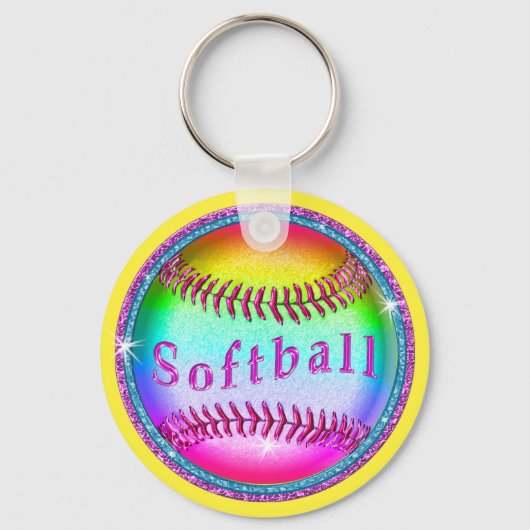 BULK Cute Rainbow Softball Sleutelhangers CHEAP (Voorkant)