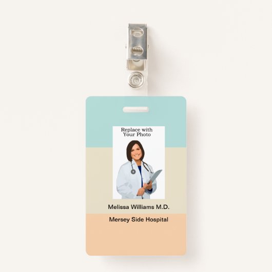 Bulk Medical Staff Basic Photo ID Badge (Voorkant met clip)