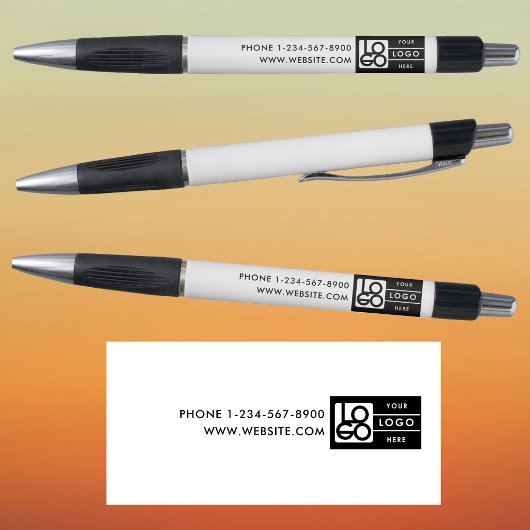 Bulk Simple Business Logo Custom Text Black White Pen