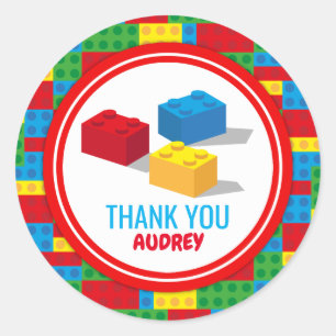 Bulkblok bouwt en speelt kleurrijke verjaardag ronde sticker