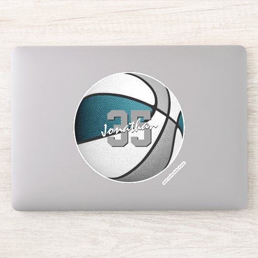 Bulkorder of koop één blauwgroen grijs team basket sticker (Computer)