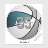 Bulkorder of koop één blauwgroen grijs team basket sticker (Vel)
